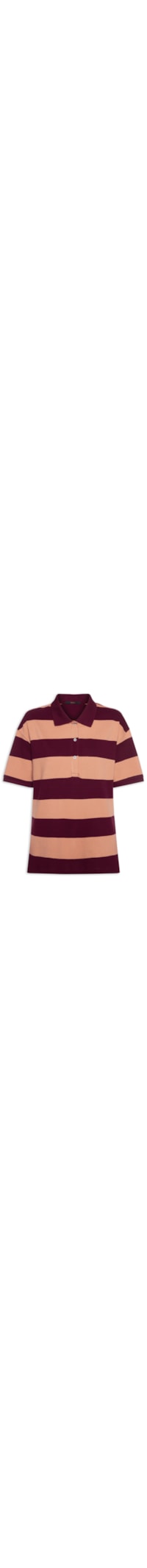 Blusa Polo Feminina Oversize Fio Tinto Listrado V - Rosa