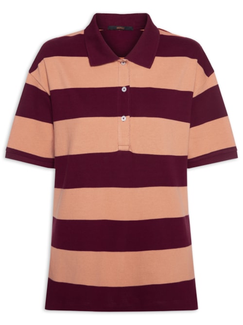 Blusa Polo Feminina Oversize Fio Tinto Listrado V – Rosa