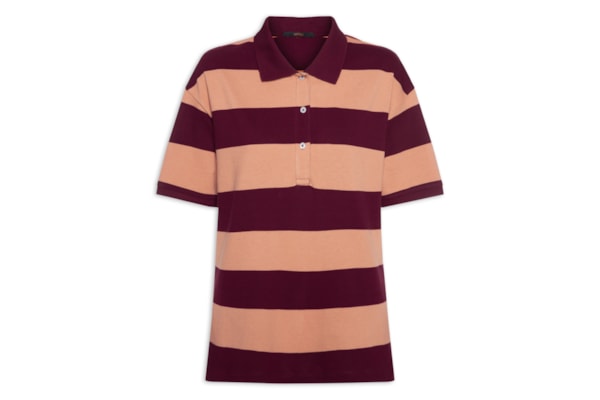 Blusa Polo Feminina Oversize Fio Tinto  - Rosa