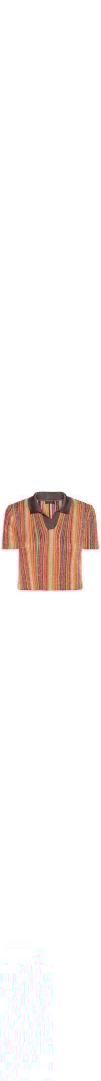 Blusa Polo Tricot Listras - Vermelho