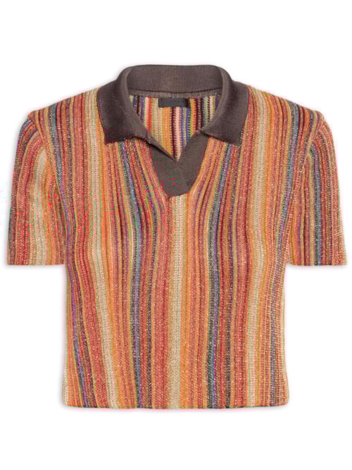 Blusa Polo Tricot Listras – Vermelho