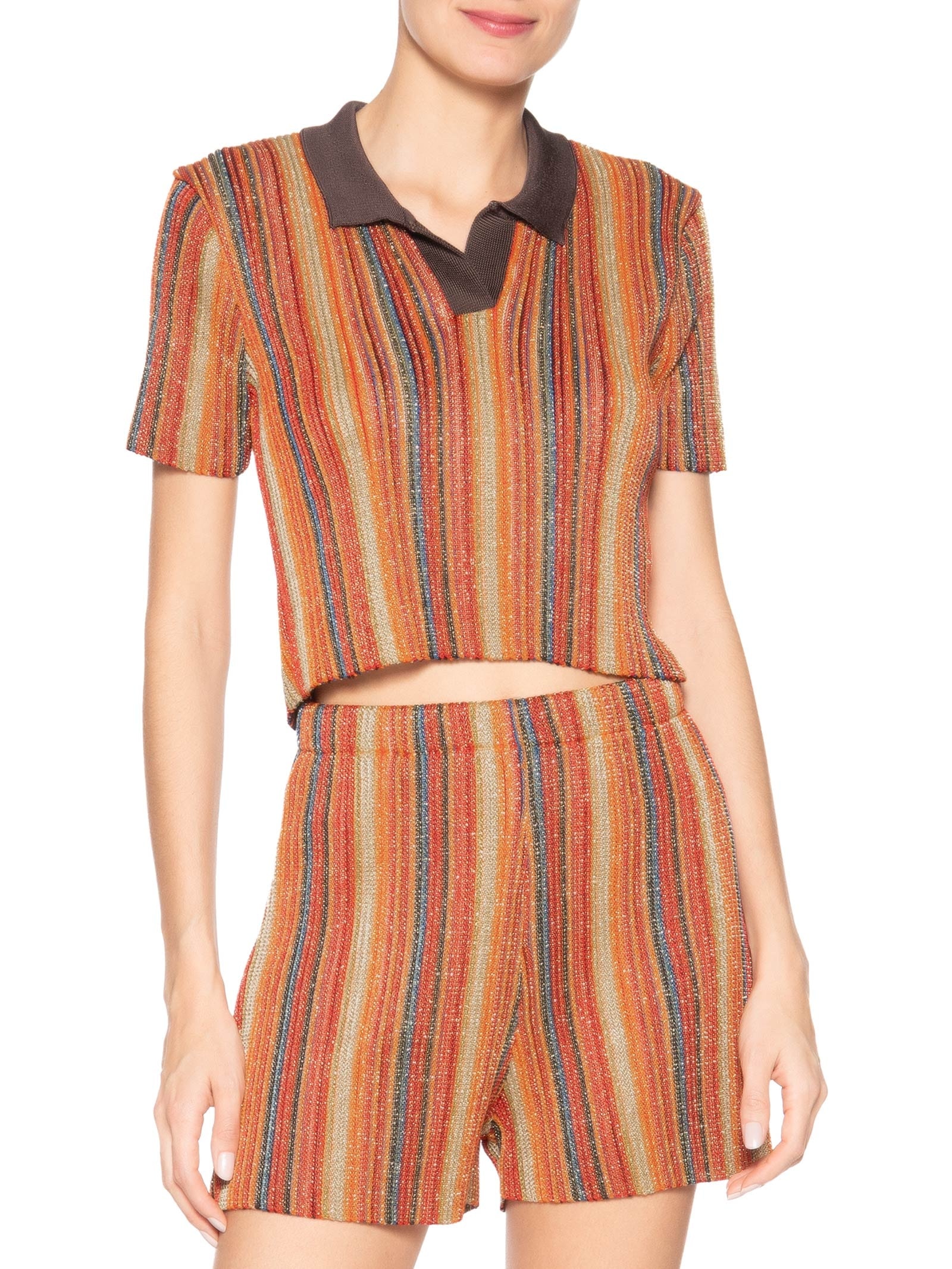 Blusa Polo Tricot Listras Vermelho Osklen