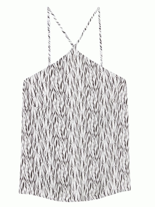 Blusa Regata Em Cetim De Viscose Go Animalier - Preto