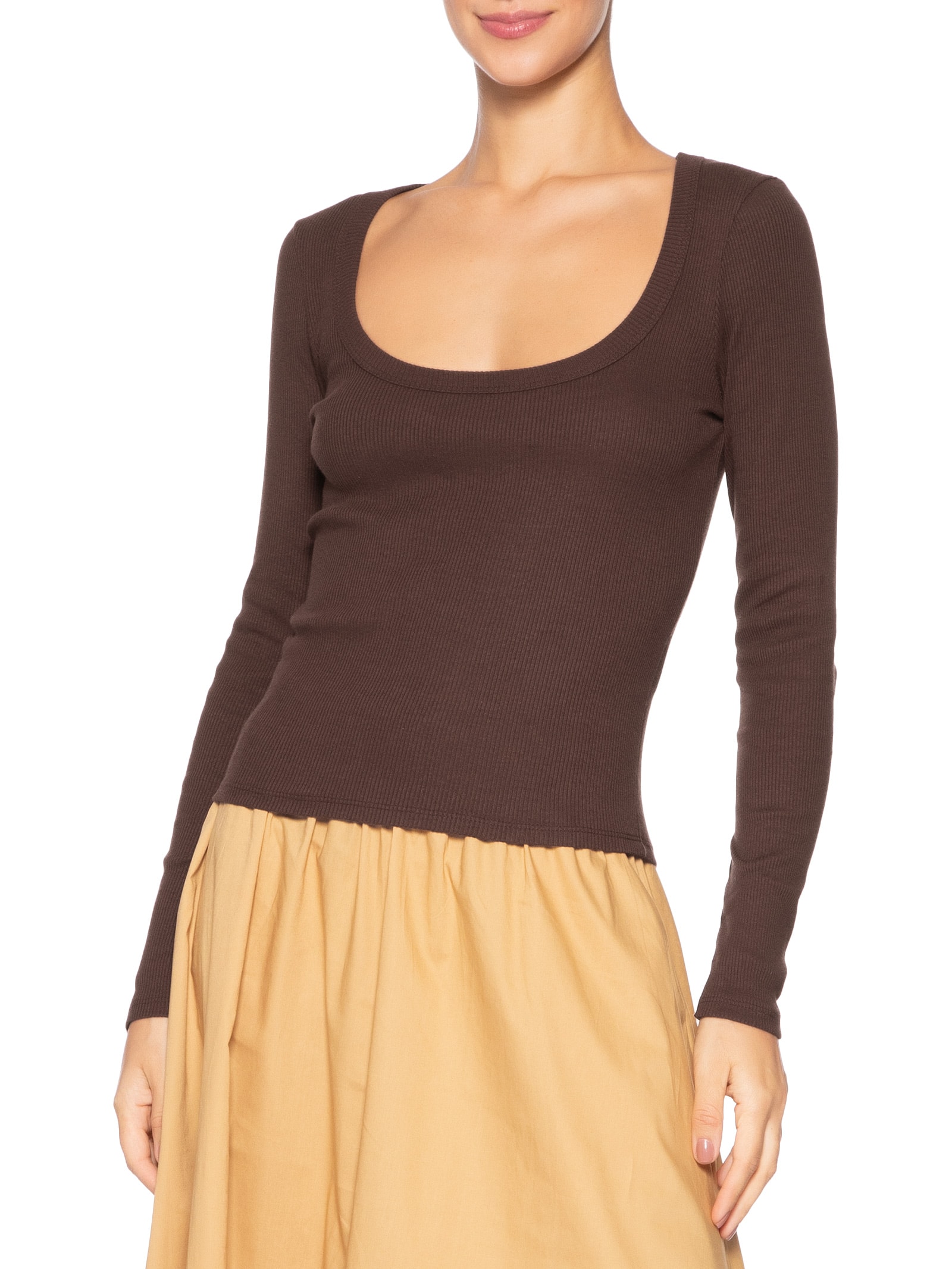 Blusa Ribana Manga Longa Marrom Animale