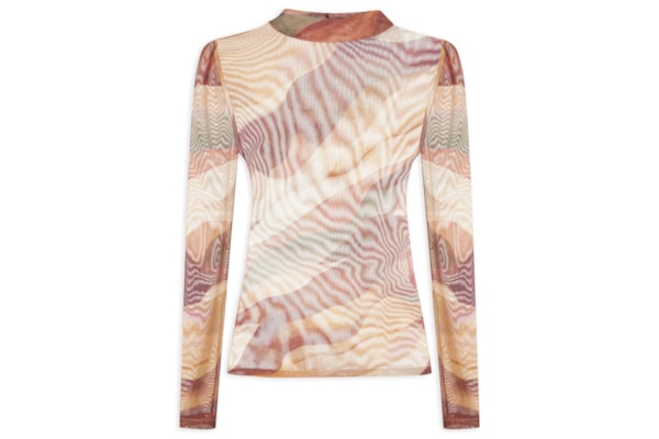 Blusa Segunda Pele Tule Estampa Dunas - Rosa
