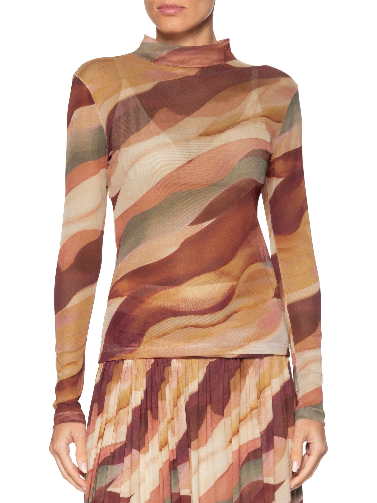 Blusa Segunda Pele Tule Estampa Dunas Rosa Dress To