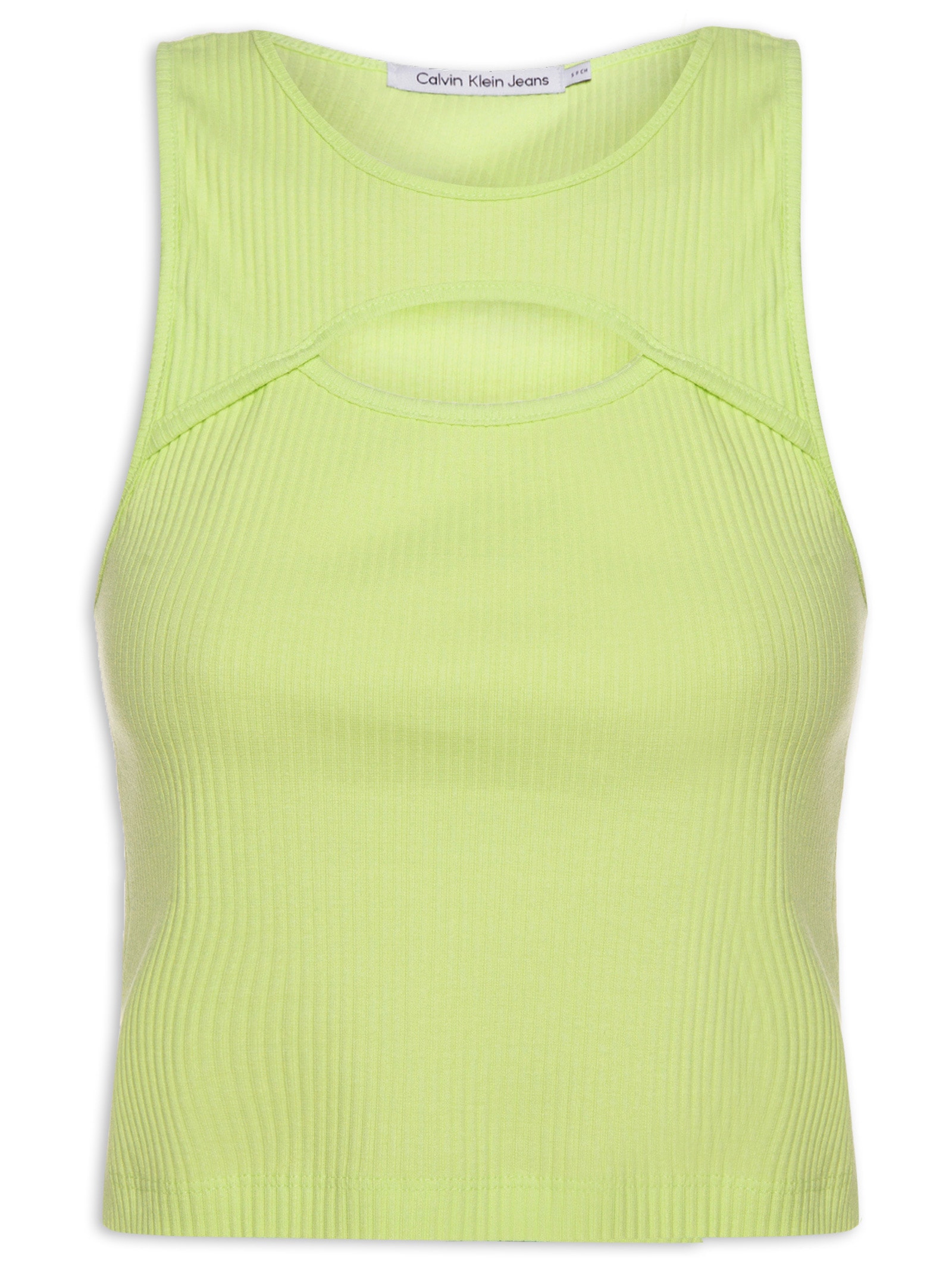 Blusa Sem Manga Ribana Recorte Frontal Verde Calvin Klein Jeans