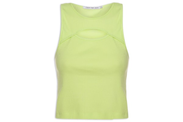 Blusa Sem Manga Ribana Recorte Frontal - Verde