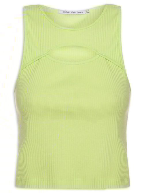 Blusa Sem Manga Ribana Recorte Frontal – Verde