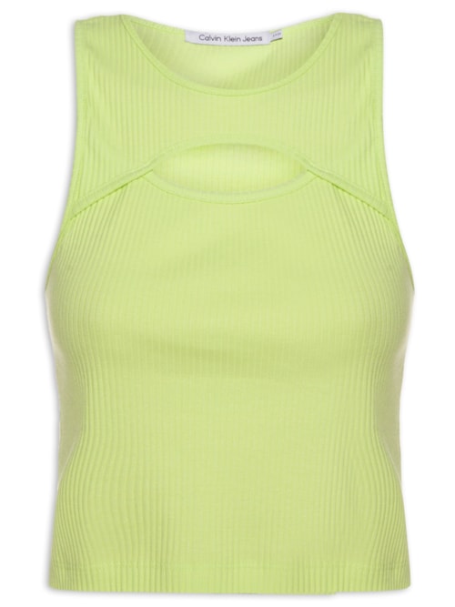 Blusa Sem Manga Ribana Recorte Frontal - Verde