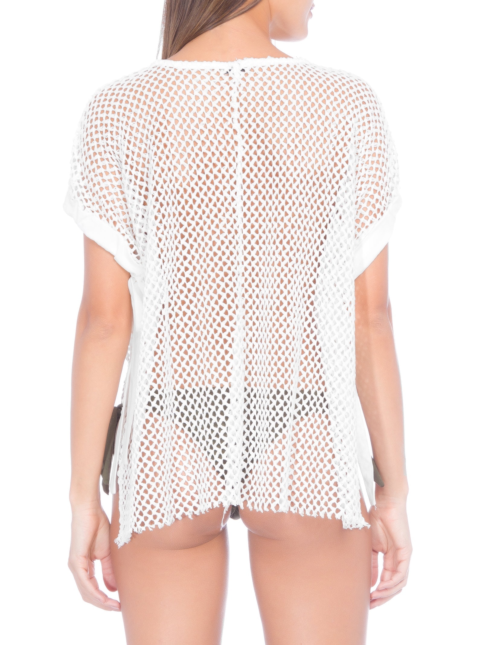 Blusa Tela Manga Laço Branco Mktbeach