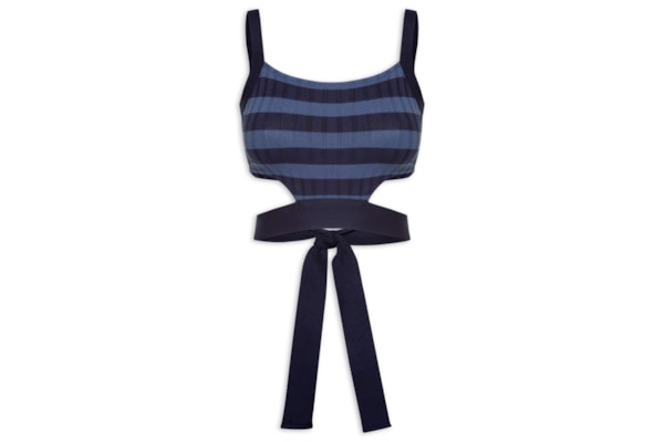 Blusa Tricot Abertura Lateral - Azul