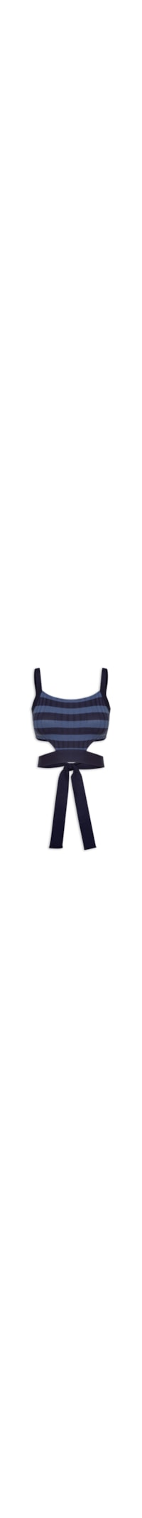 Blusa Tricot Abertura Lateral - Azul
