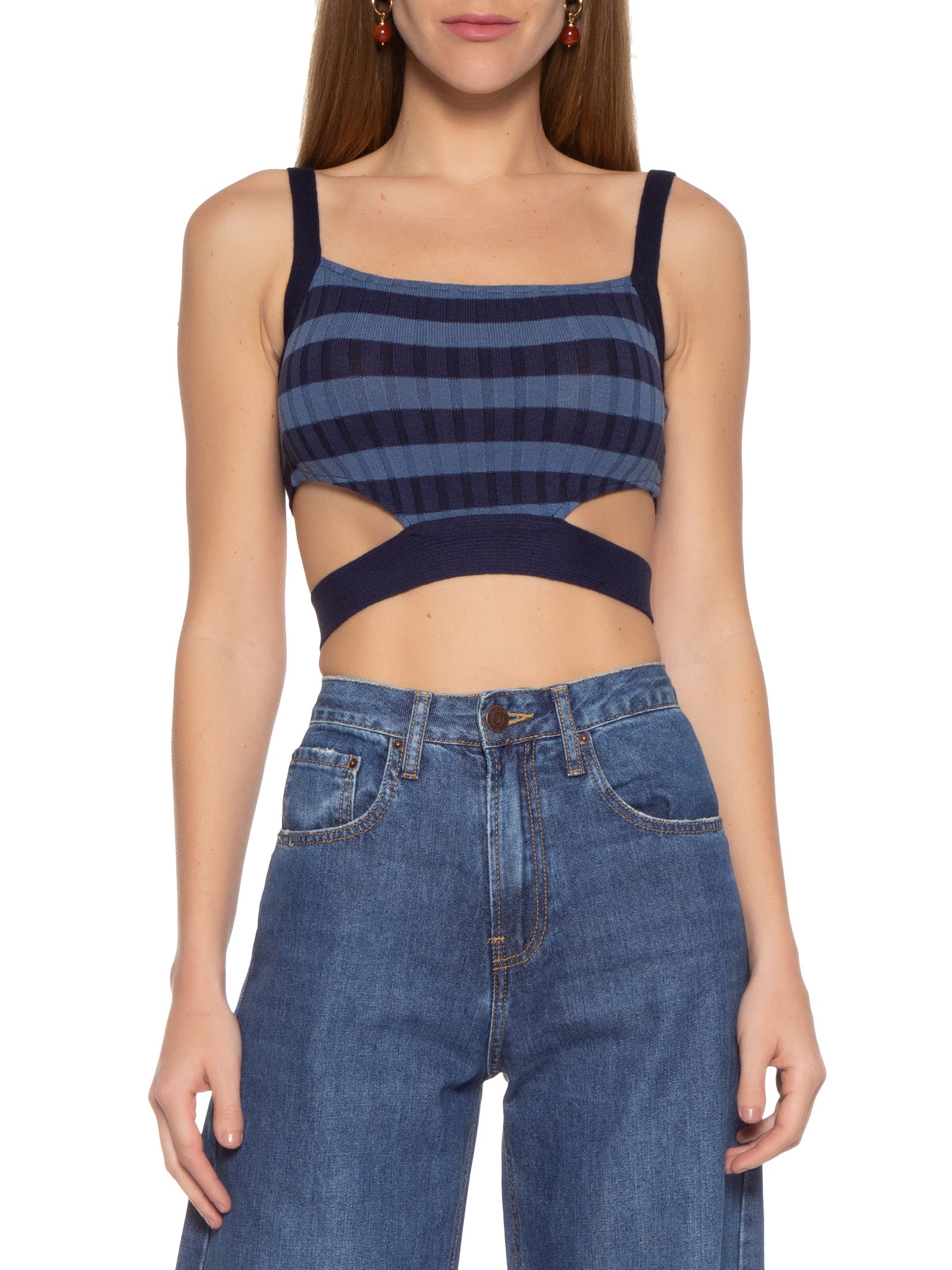 Blusa Tricot Abertura Lateral Azul Market 33