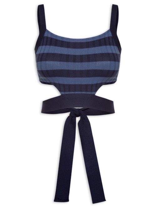 Blusa Tricot Abertura Lateral – Azul