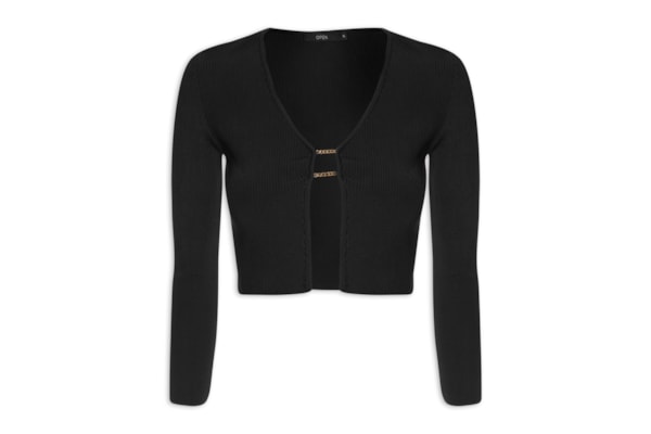 Blusa Tricot Com Detalhe Metal - Preto