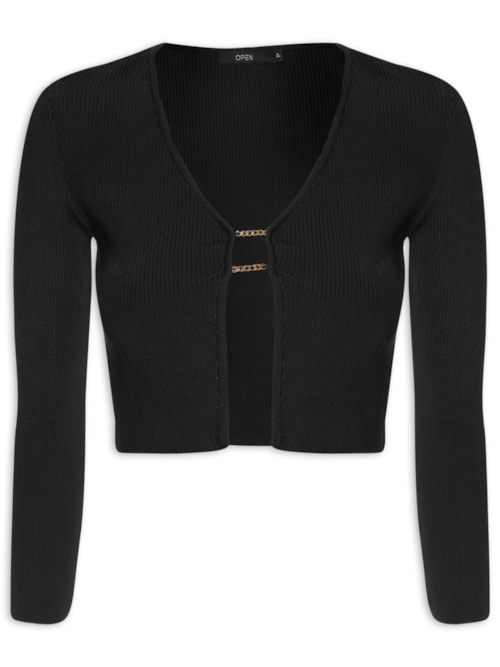 Blusa Tricot Com Detalhe Metal – Preto