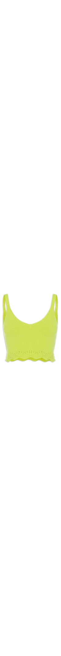 Blusa Tricot Cropped Barra Renda - Verde
