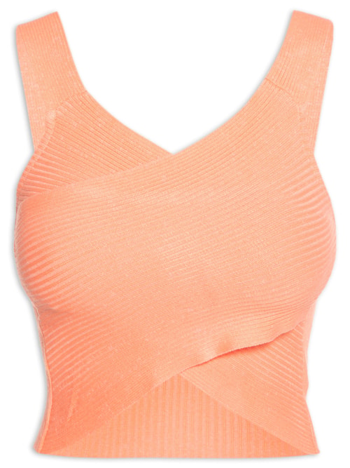 Blusa Tricot Frente Transpassada - Laranja