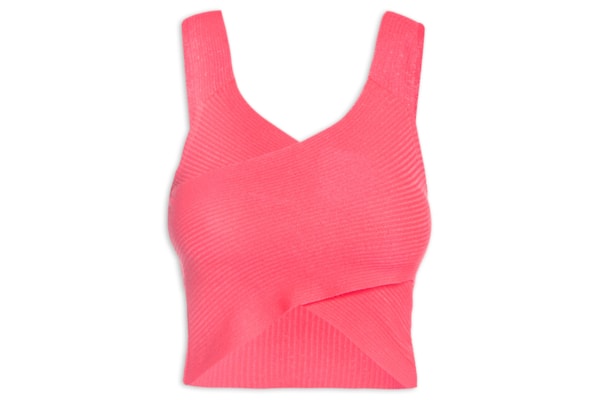 Blusa Tricot Frente Transpassada  - Rosa