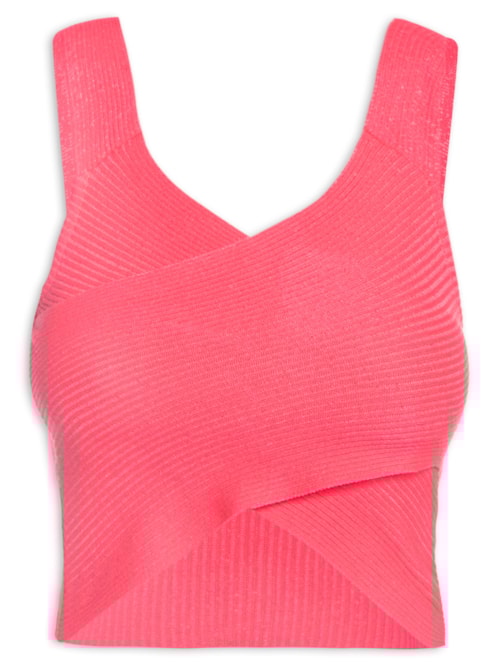 Blusa Tricot Frente Transpassada – Rosa