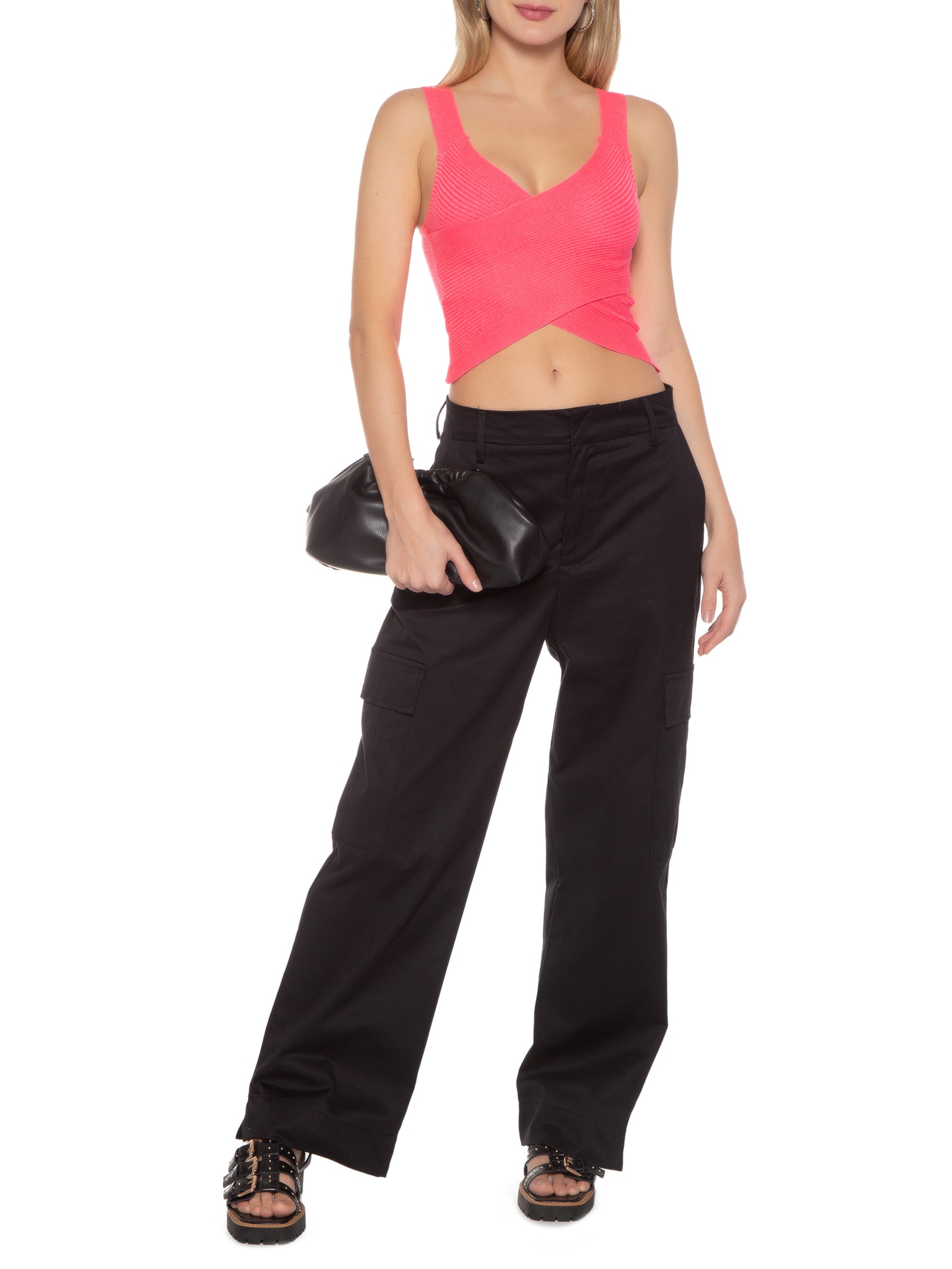 Blusa Tricot Frente Transpassada  Rosa Market 33