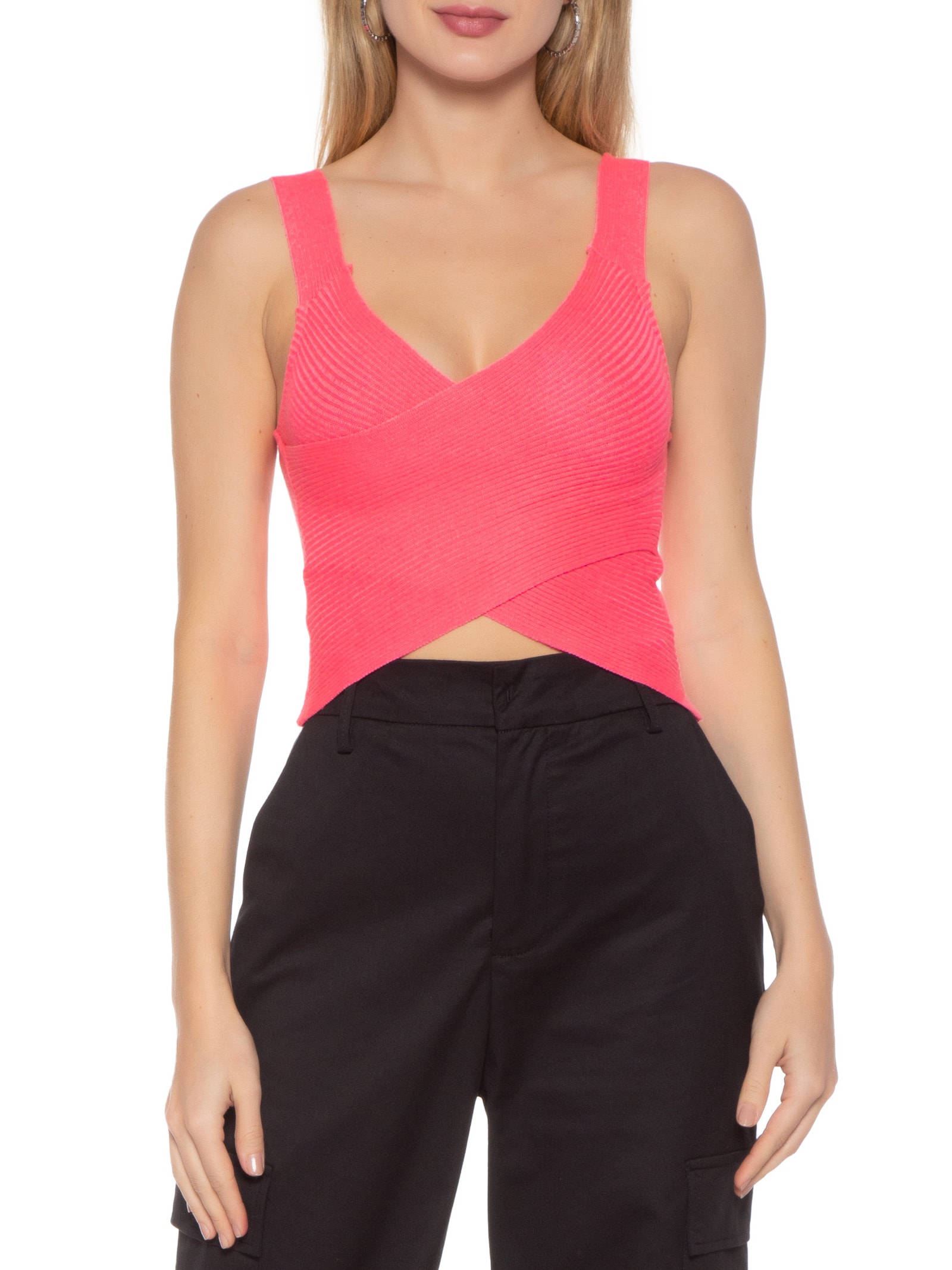 Blusa Tricot Frente Transpassada  Rosa Market 33