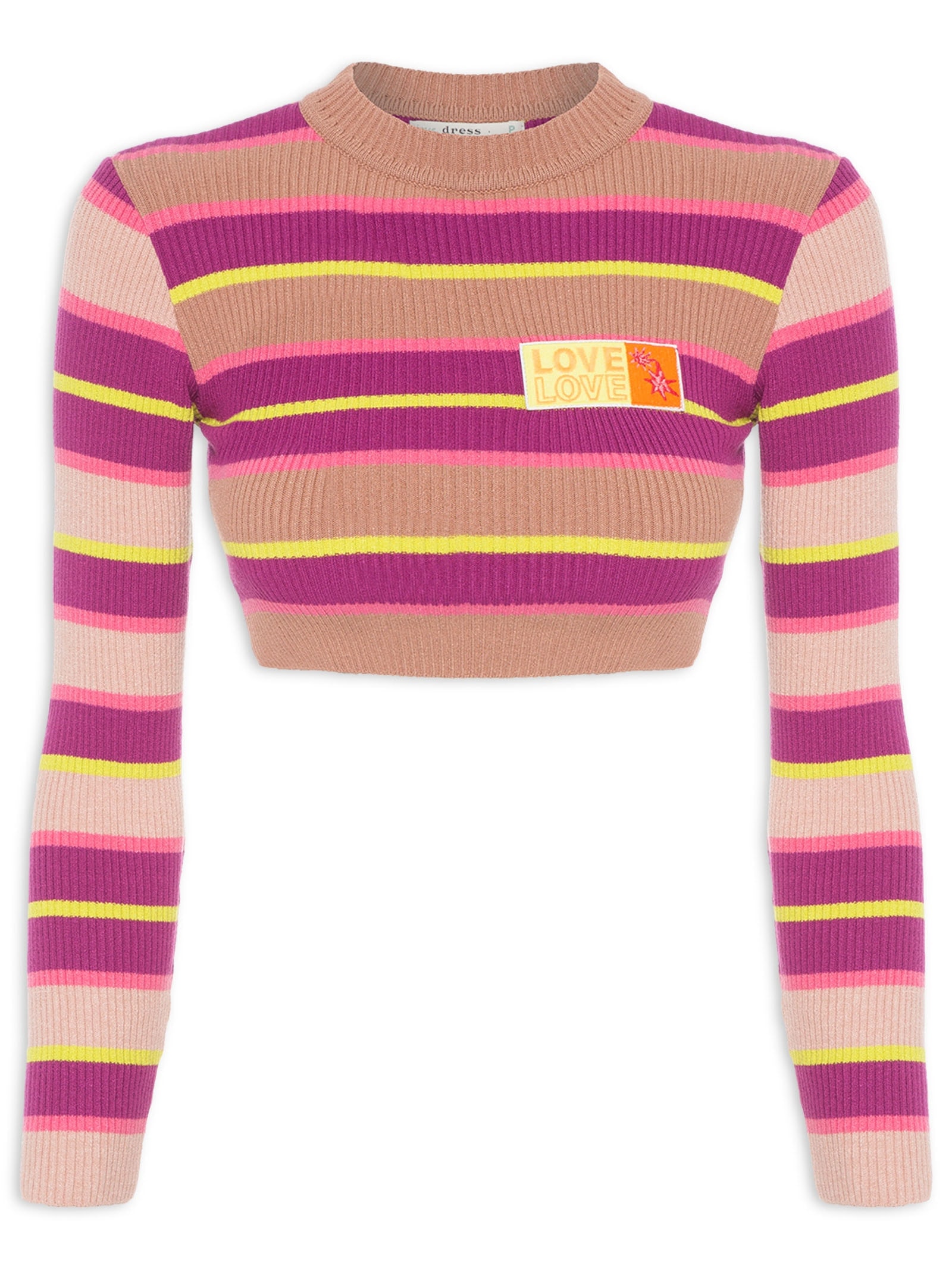 Blusa Tricot Listrada Patch Love Rosa Dress To