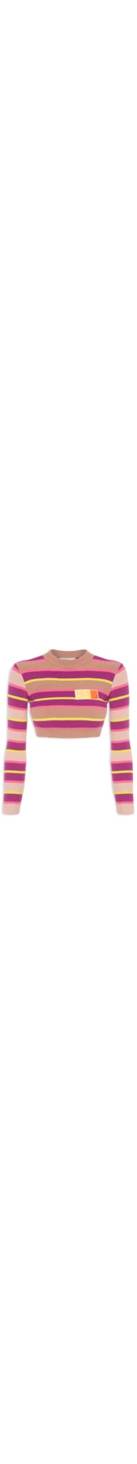 Blusa Tricot Listrada Patch Love - Rosa