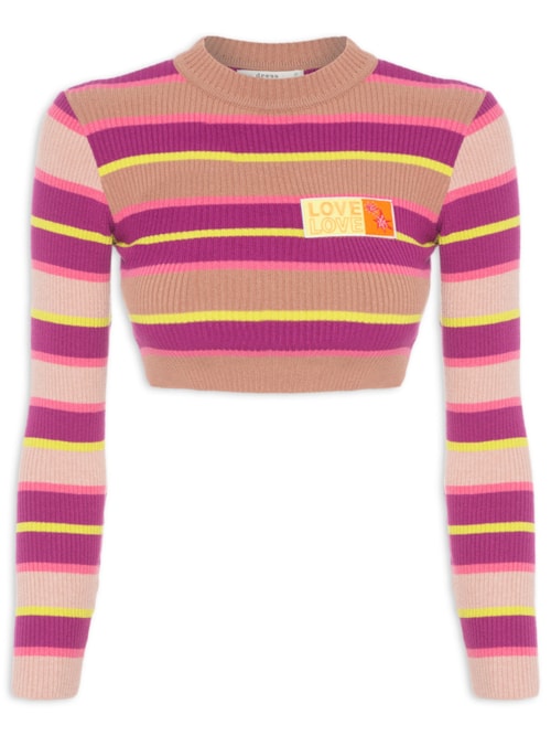 Blusa Tricot Listrada Patch Love – Rosa