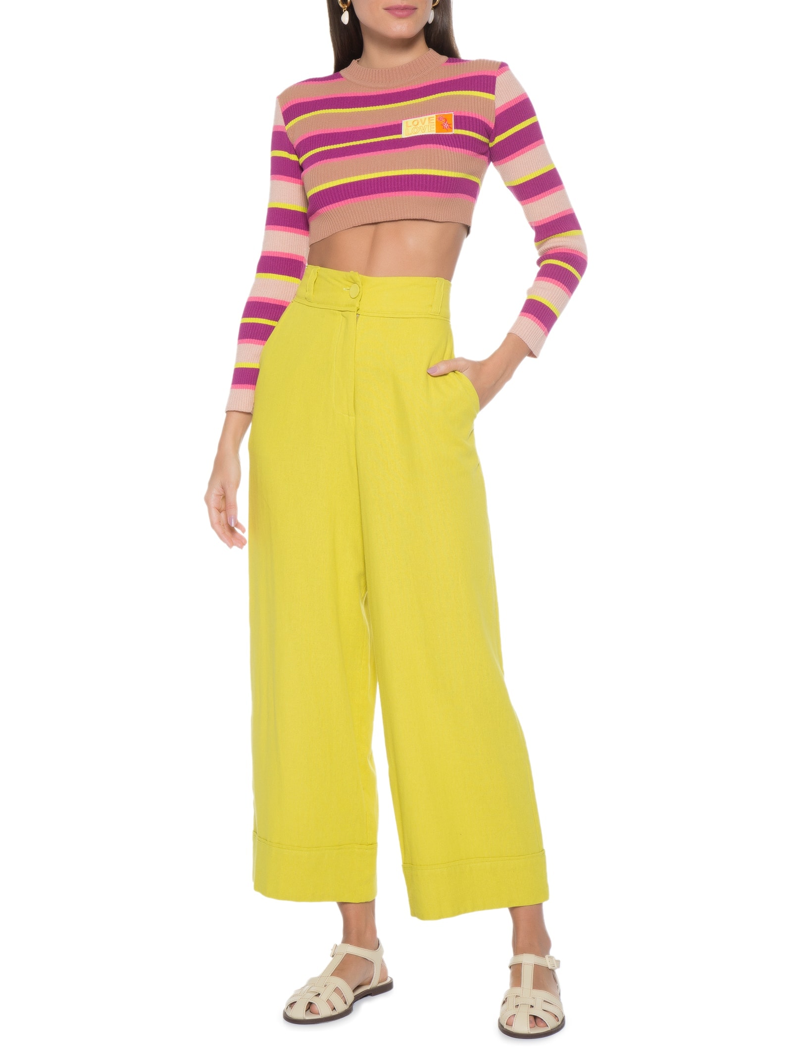 Blusa Tricot Listrada Patch Love Rosa Dress To