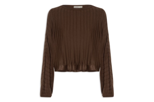 Blusa Tricot Nervuras Feminina – Marrom