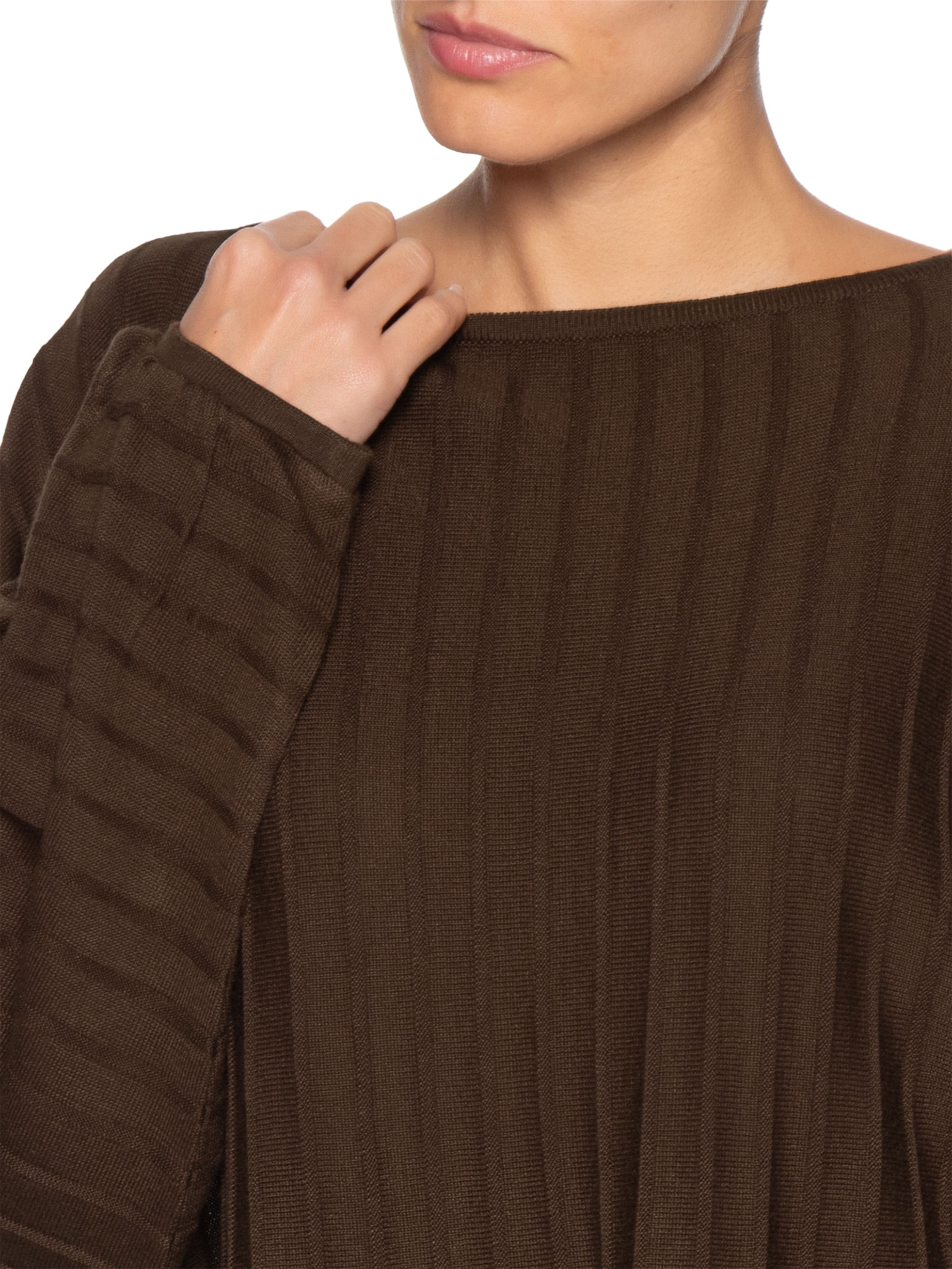 Blusa Tricot Nervuras Feminina – Marrom Dress To