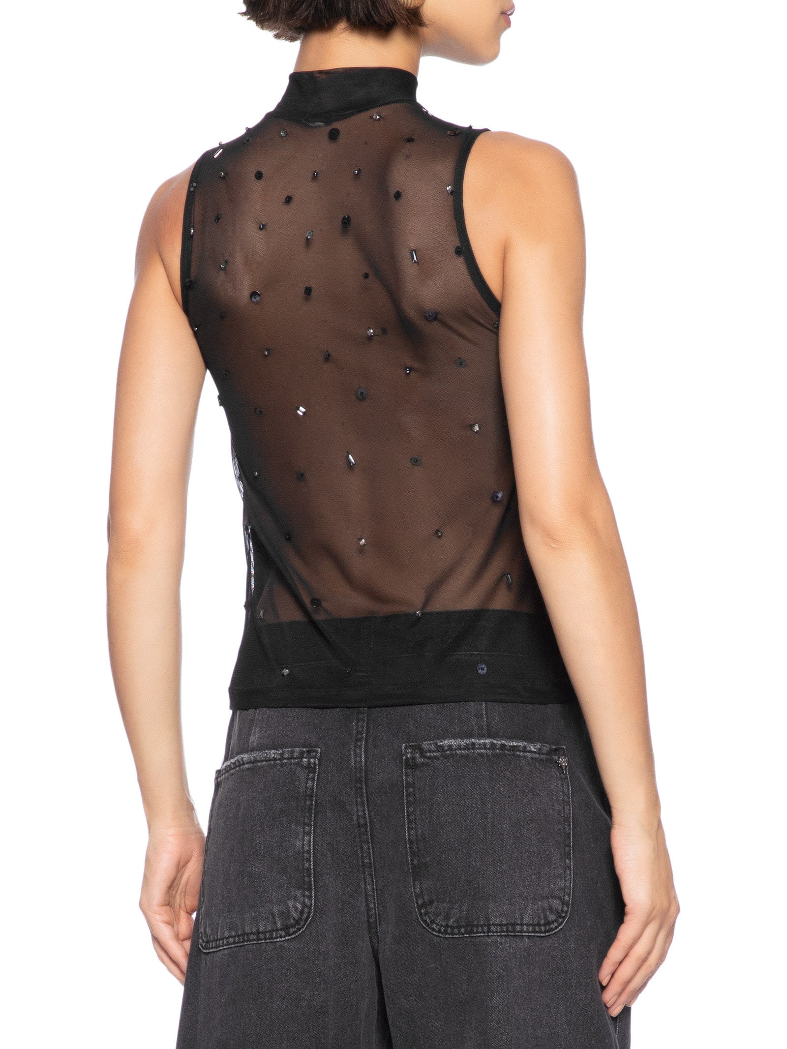 Blusa Tule Brilhos Preto Cantão