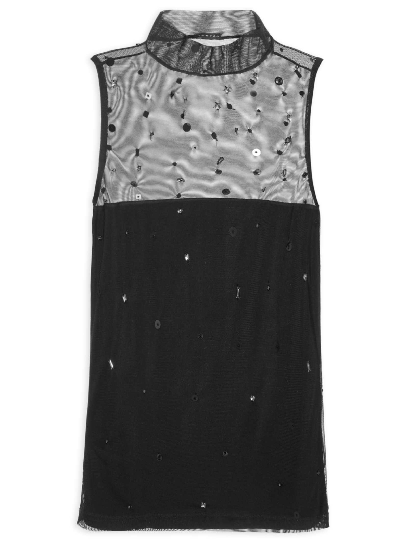 Blusa Tule Brilhos Preto Cantão