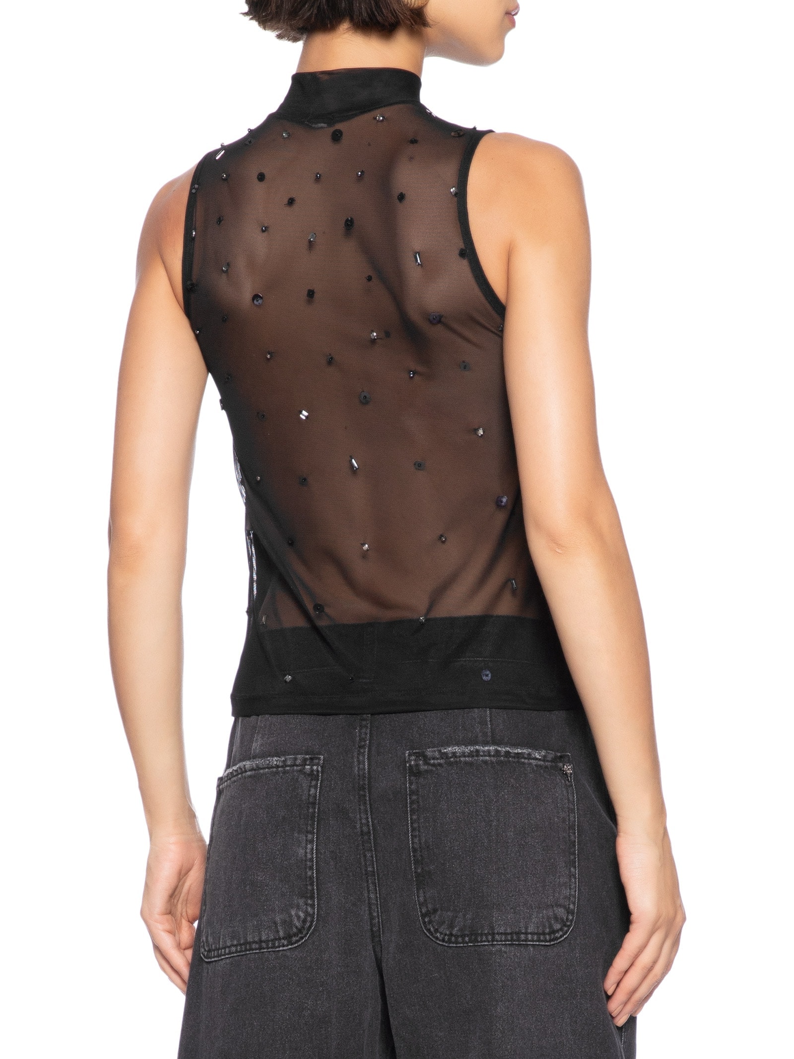 Blusa Tule Brilhos Preto Cantão