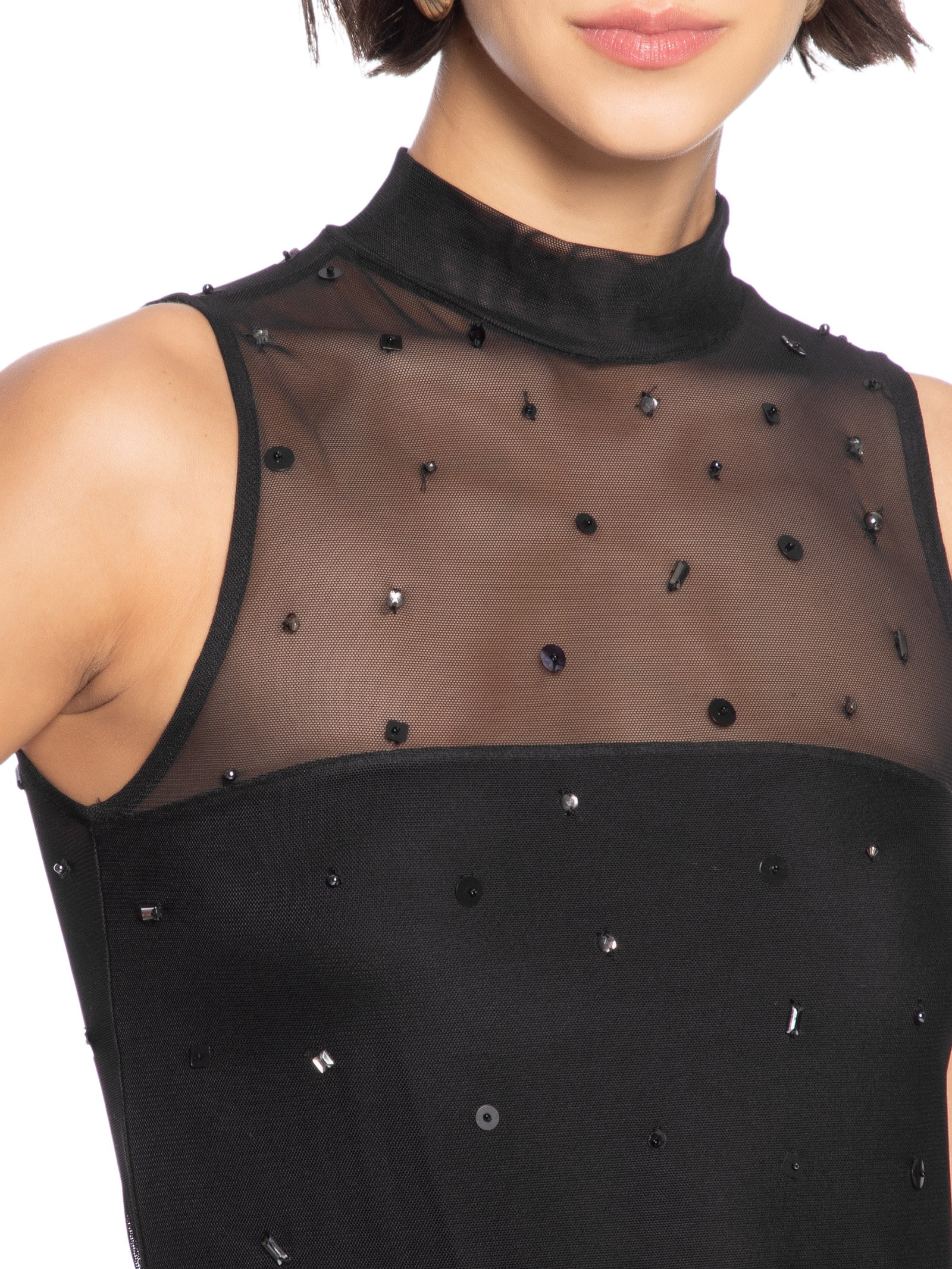 Blusa Tule Brilhos Preto Cantão