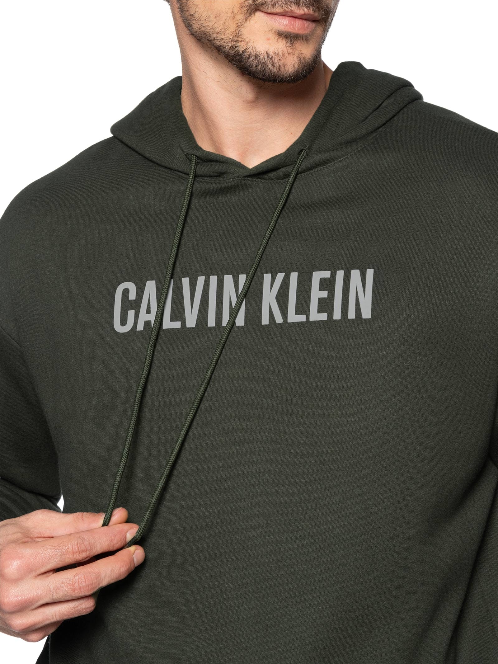 Blusão De Moletom Masculino Com Capuz Intense Power Verde Calvin Klein Underwear