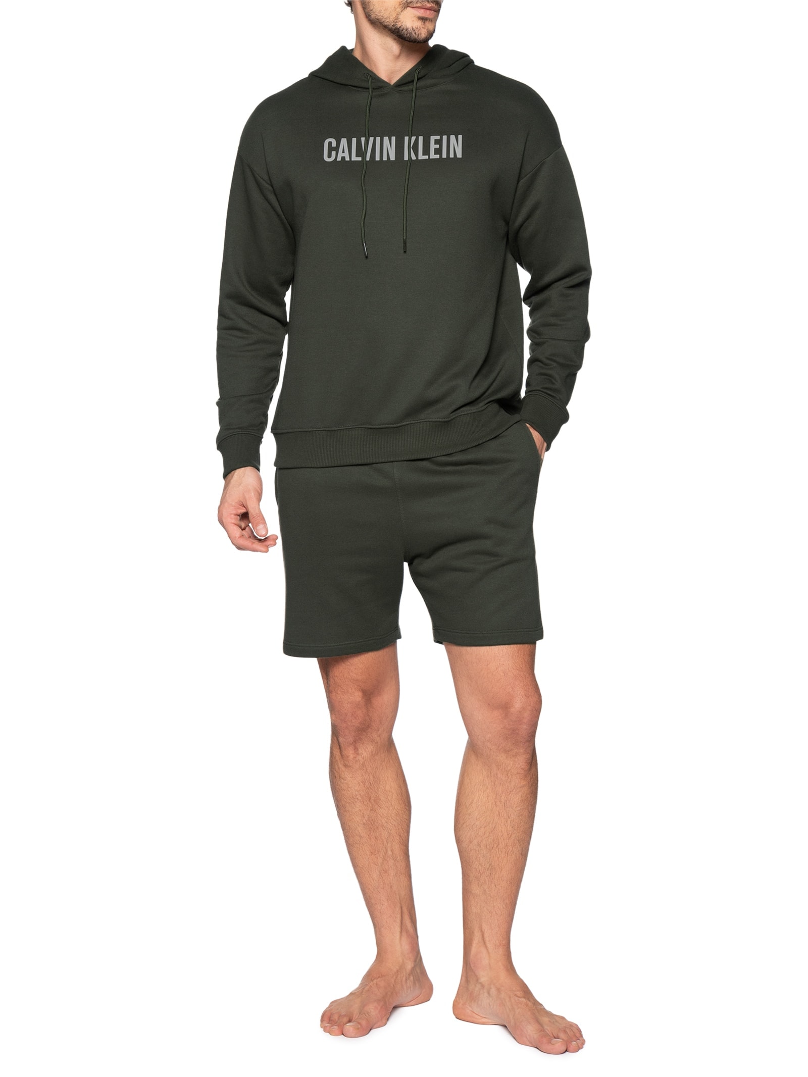 Blusão De Moletom Masculino Com Capuz Intense Power Verde Calvin Klein Underwear