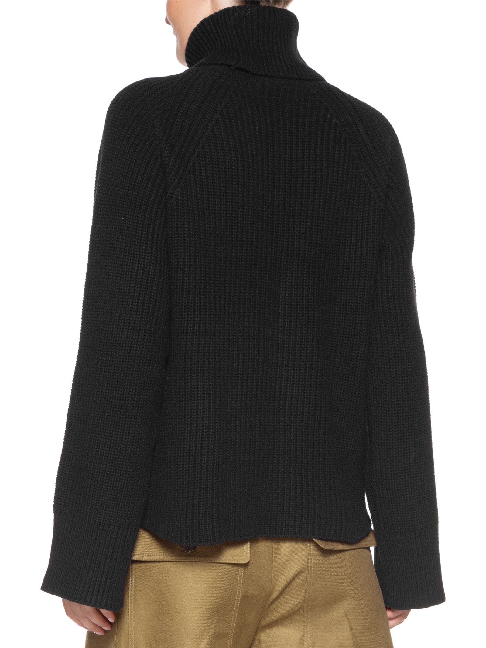 Blusão Feminino De Tricot Pull Bicolor Gola Alta Preto Animale