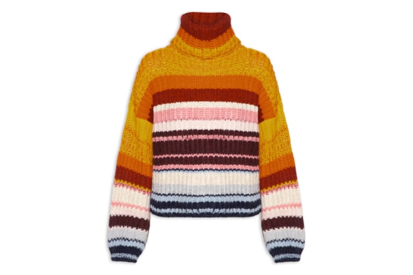 Blusão Feminino De Tricot Pull Listras Colors  - Laranja