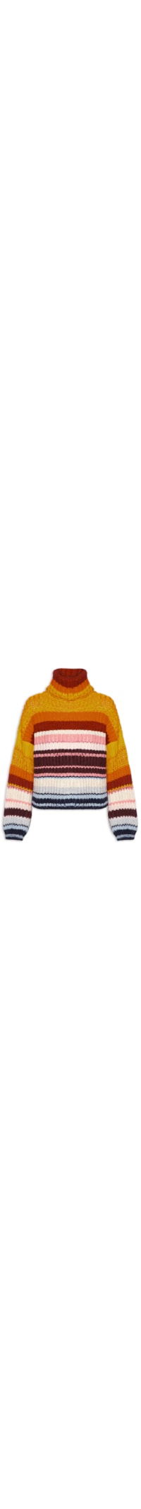 Blusão Feminino De Tricot Pull Listras Colors - Laranja