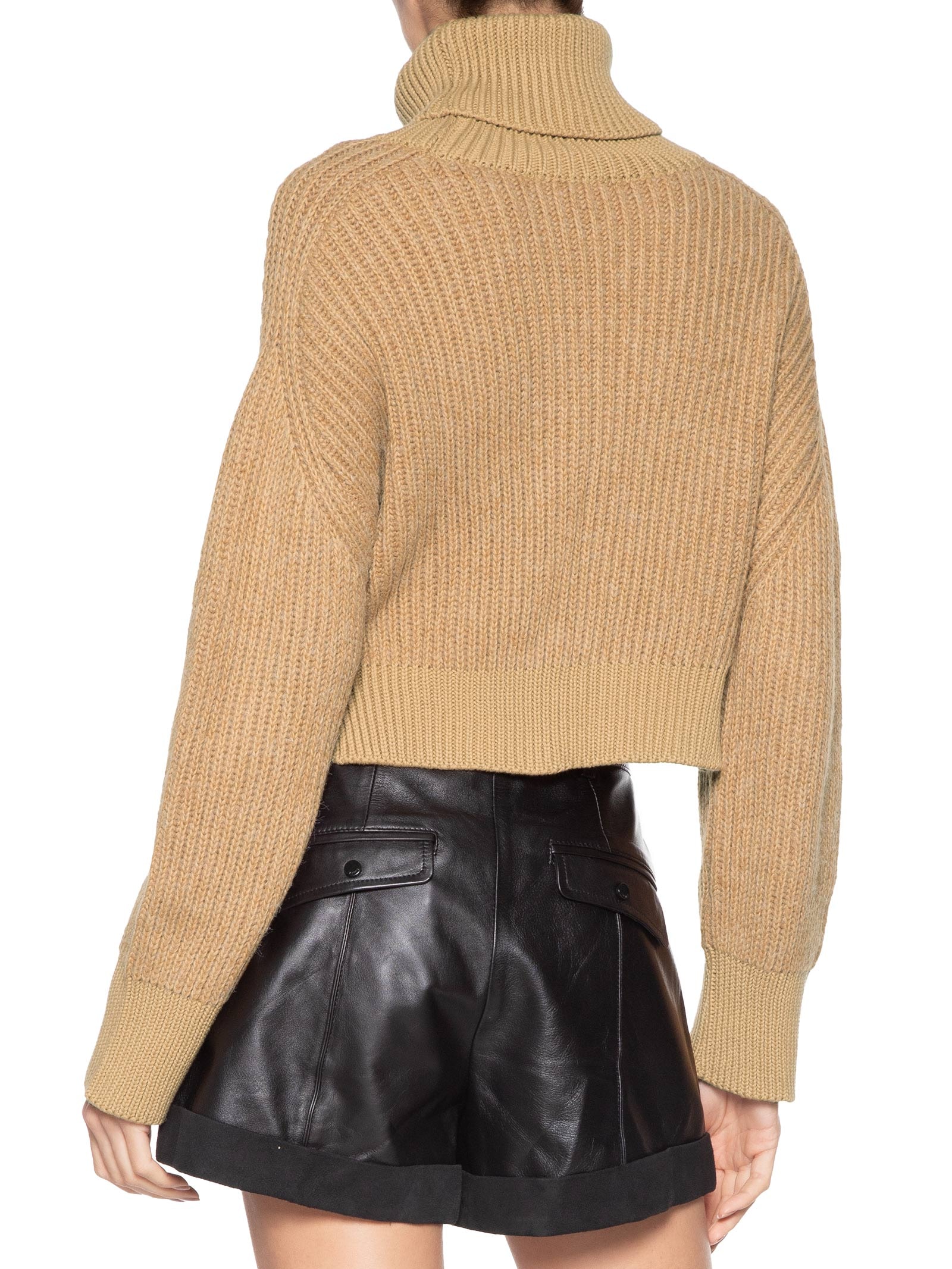 Blusão Feminino De Tricot Pull Mix Fio Com Maxi Gola Marrom Animale