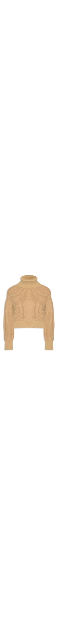 Blusão Feminino De Tricot Pull Mix Fio Com Maxi Gola - Marrom