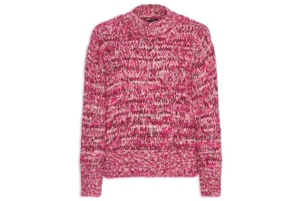 Blusão Feminino De Tricot Pull Pontos Mix - Rosa