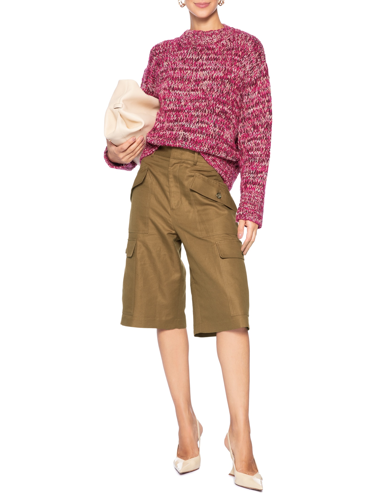 Blusão Feminino De Tricot Pull Pontos Mix Rosa Animale
