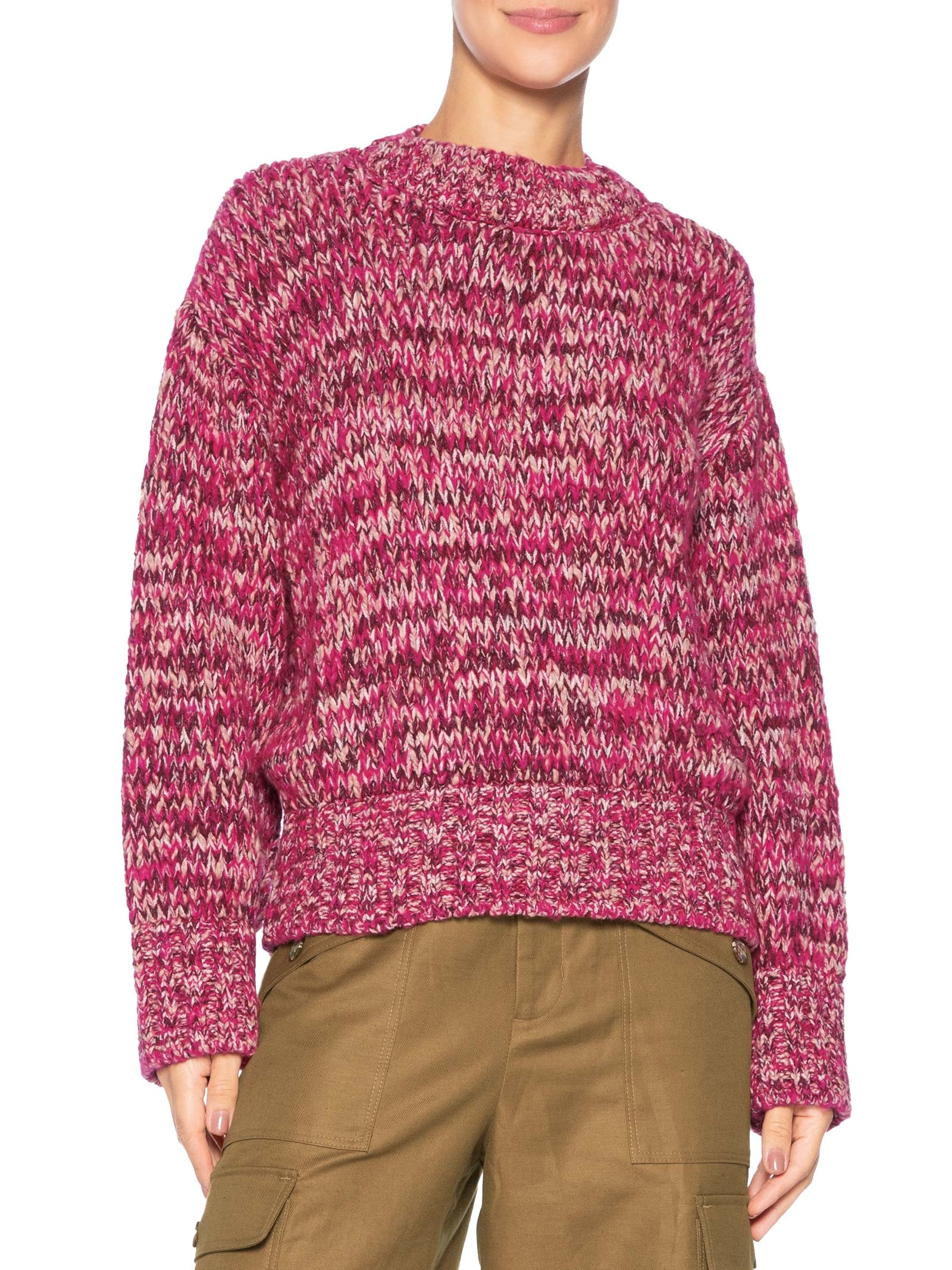 Blusão Feminino De Tricot Pull Pontos Mix Rosa Animale