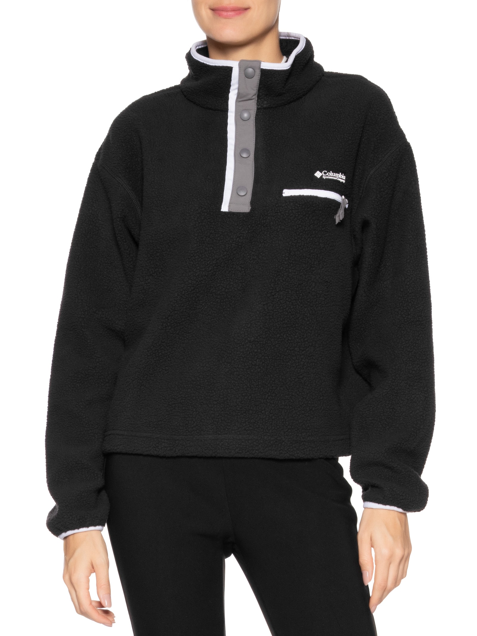 Blusão Feminino Helvetia II Cropped Half Snap Fle - Preto - Columbia