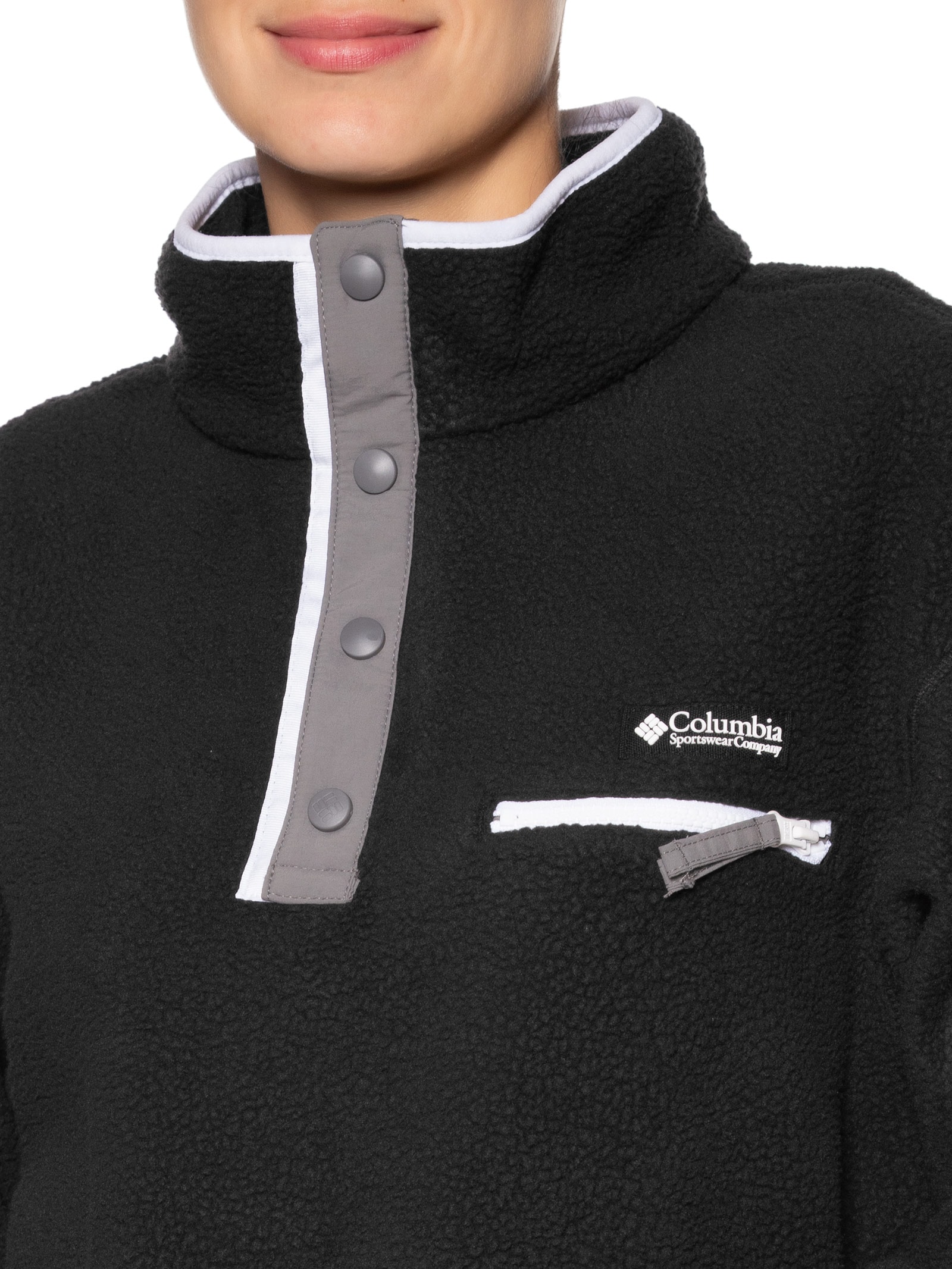 Blusão Feminino Helvetia II Cropped Half Snap Fle - Preto - Columbia
