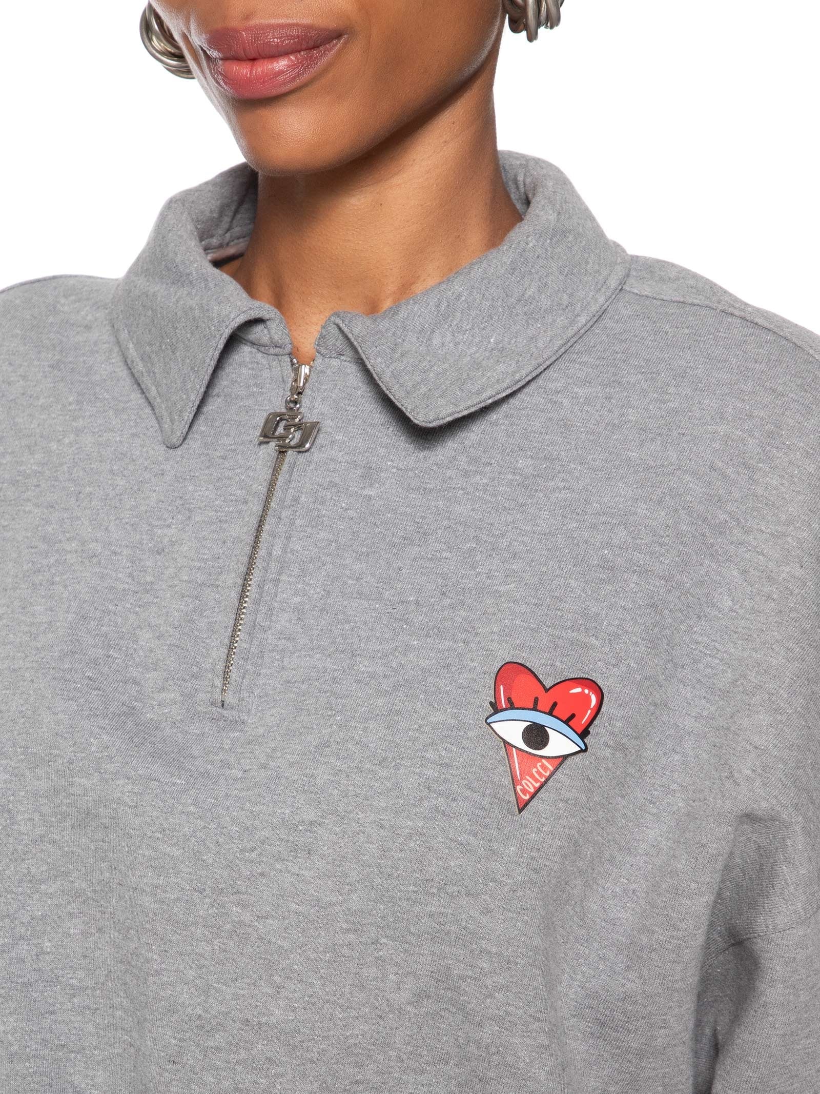 Blusão Feminino Moletom Cinza Colcci